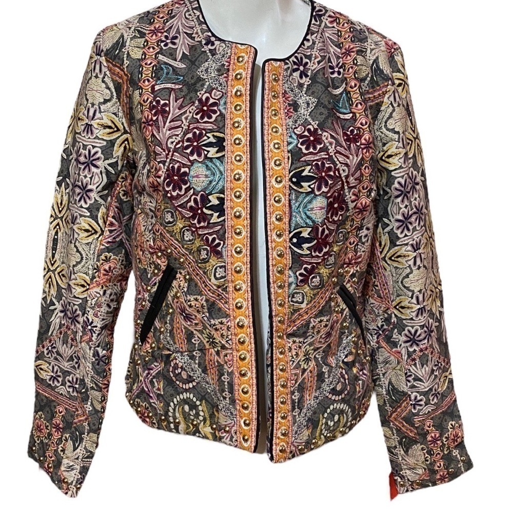 Catherine Maladrino Bohemian Tapestry Open Jacket Size S